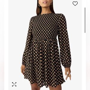 Sanctuary Smocked Long Sleeve Babydoll Dress Medallion Print Size Small